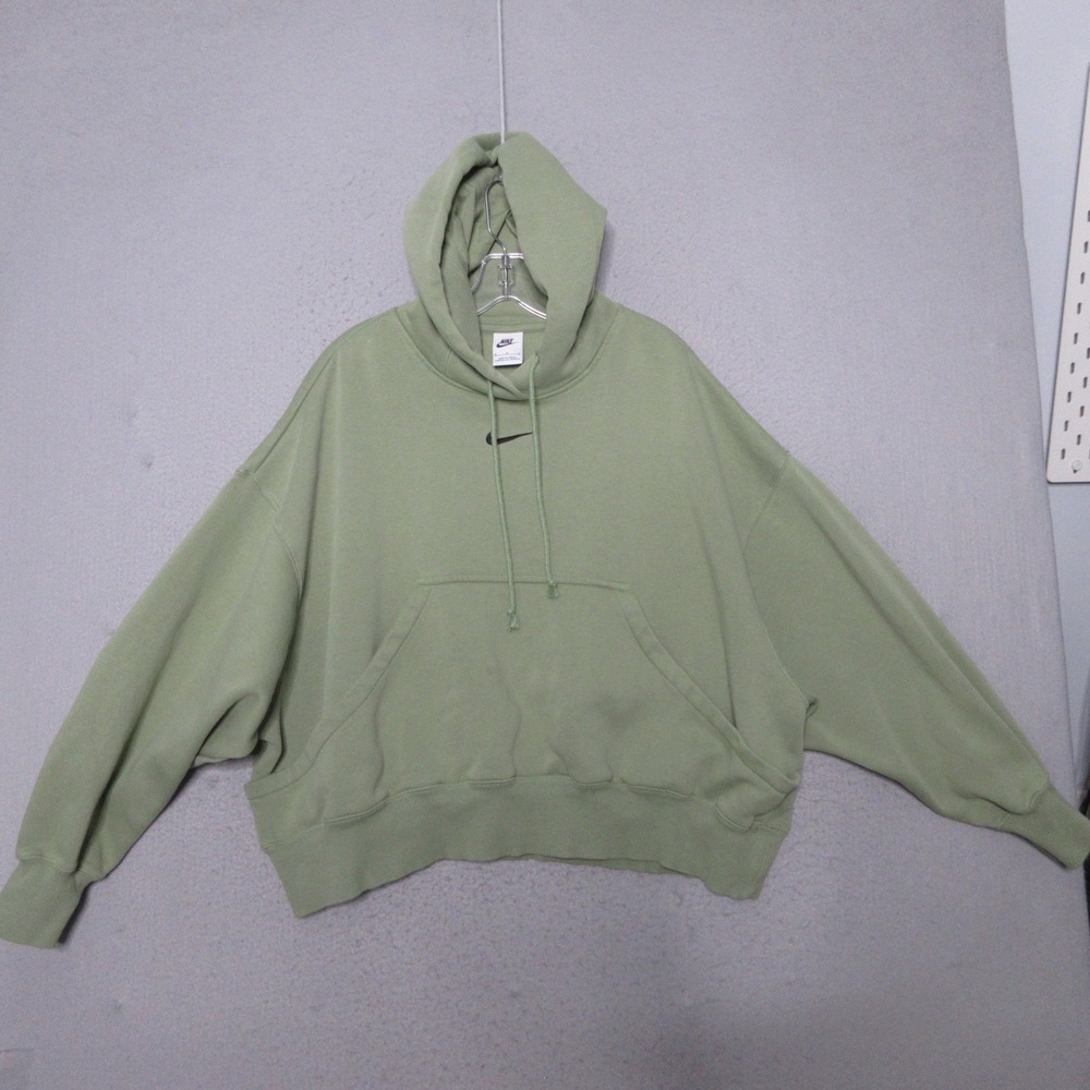 Nike Hoodie Women Phoenix Fleece Green Oversized Pullover Swoosh Streetwear